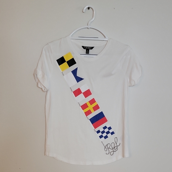 Ralph Lauren Tops - Lauren Ralph Lauren White Nautical Flag T-Shirt